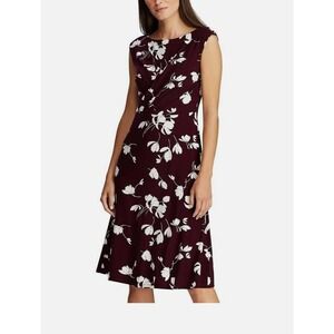 Ralph Lauren Women's PLUM PURPLE Floral Jersey Stretch Dress SZ 0 Sheath